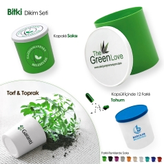 Promosyon Yuvarlak Saksılı ve Tohumlu Bitki Dikim Seti