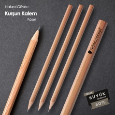 Promosyon Siyah Uç Köşeli Naturel Kalem