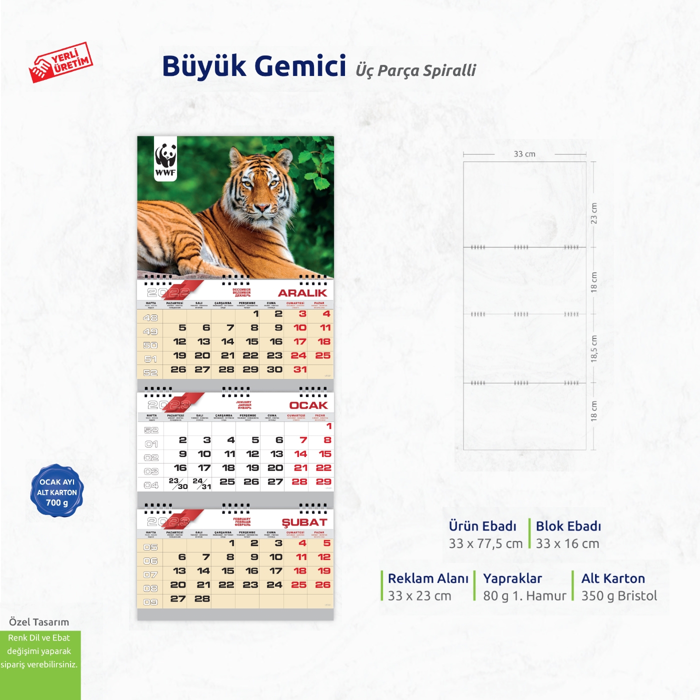 Büyük Gemici Üç Parça Spiralli 