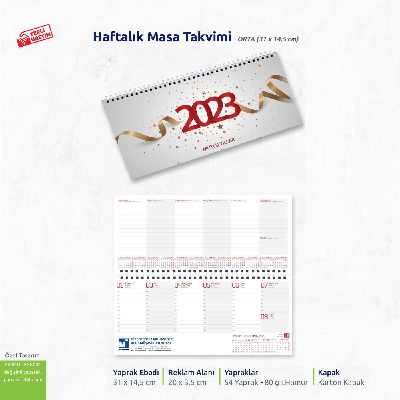 Haftalık Masa Takvimi (Orta)