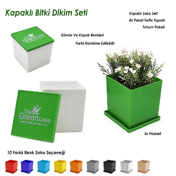 Kapaklı Bitki Dikim Seti - Kare