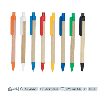 Üstten Basmalı Kraft Gövde Tükenmez Kalem