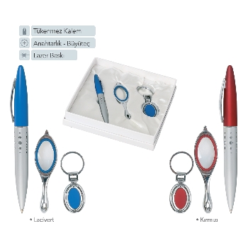 Anahtarlık-Büyüteç Tükenmez Kalem Seti