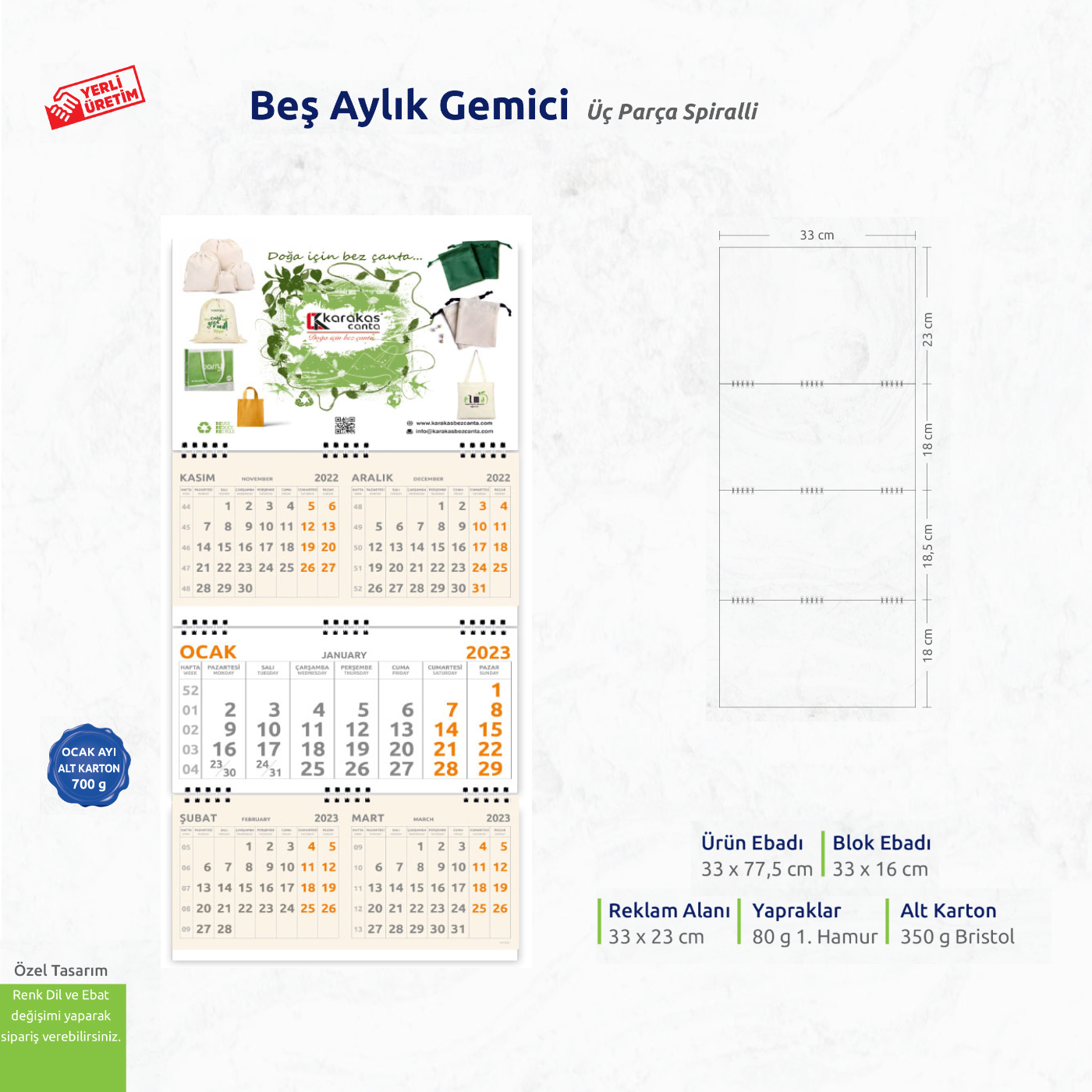 Beş Aylık Gemici Üç Parça Spiralli