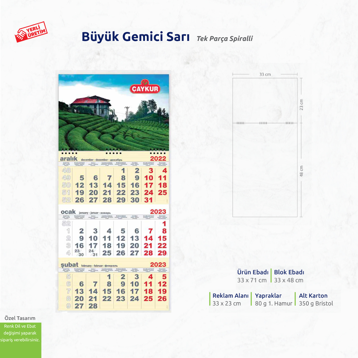 Büyük Gemici Sarı Tek Parça Spiralli