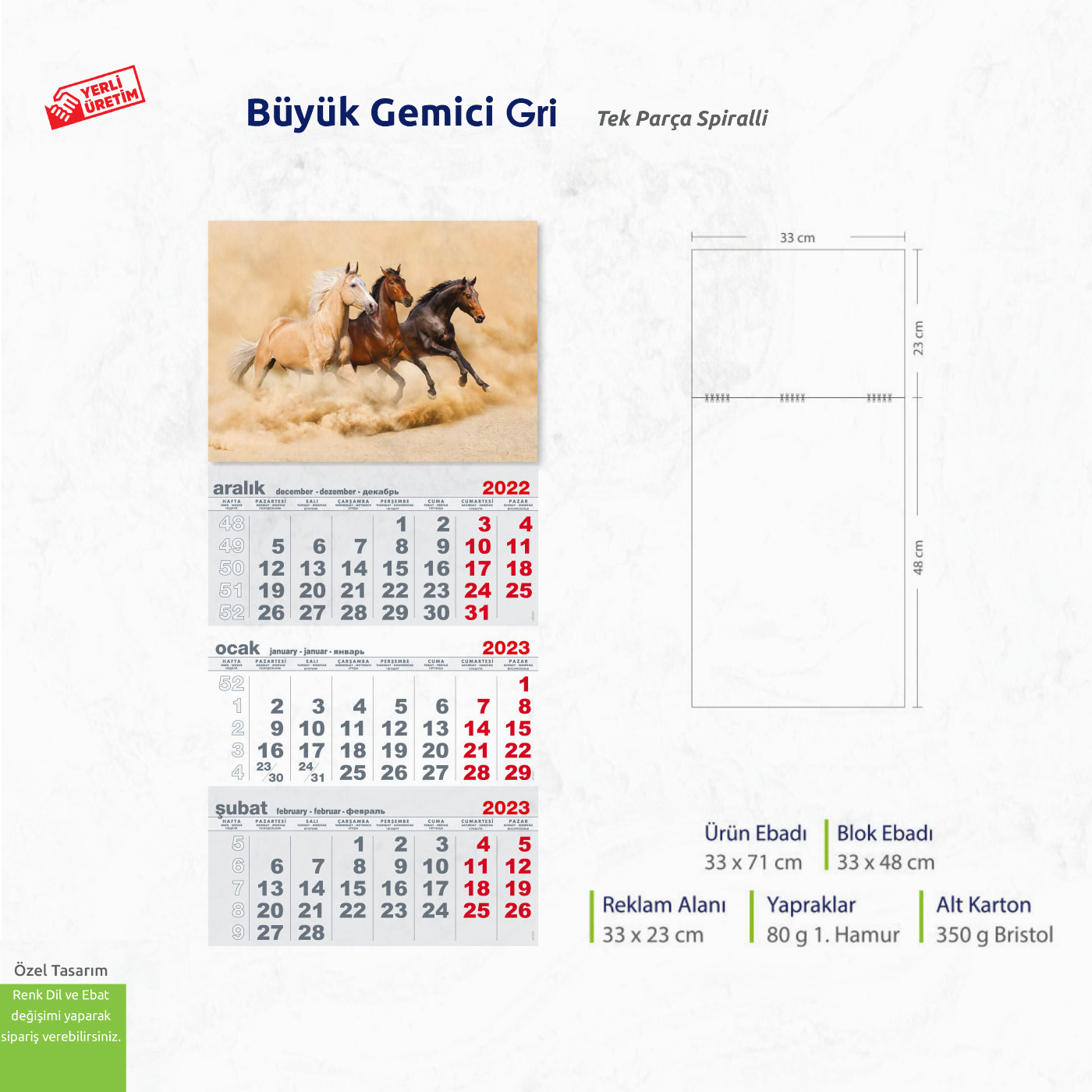 Büyük Gemici Gri Tek Parça Spiralli 