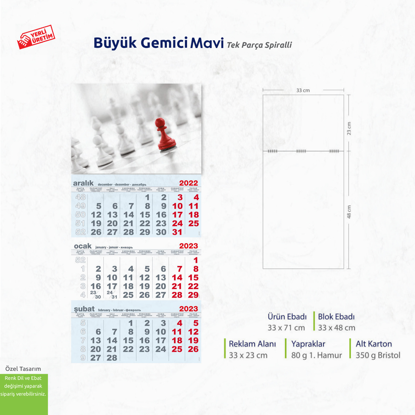 Büyük Gemici Mavi Tek Parça Spiralli 