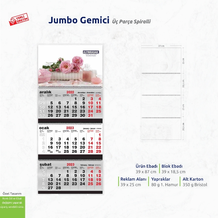 Jumbo Gemici Üç Parça Spiralli 