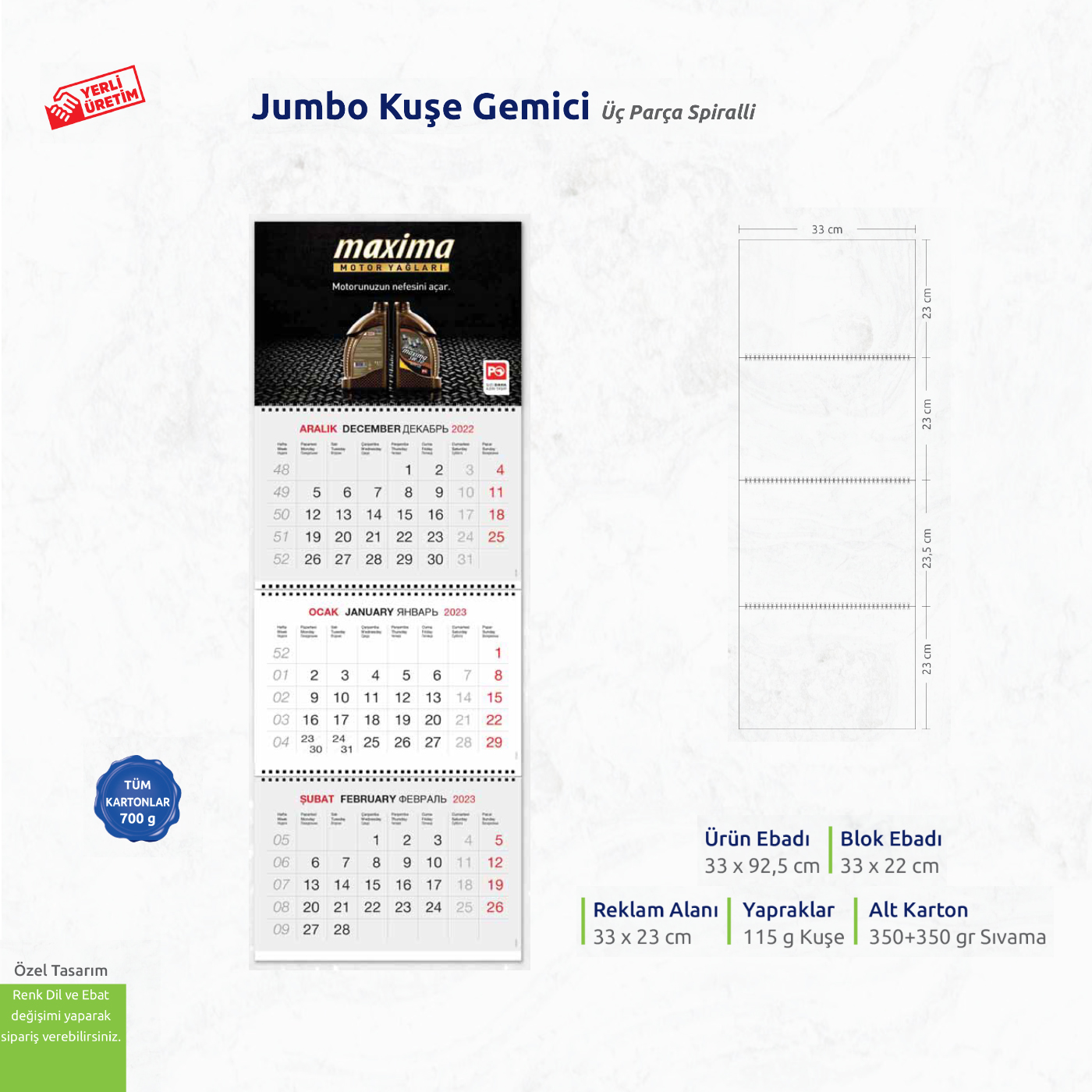 Jumbo Kuşe Gemici Üç Parça Spiralli 