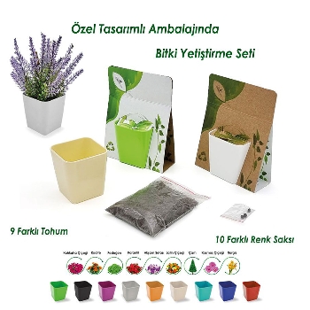 Köşeli Saksılı Dikim Seti Çantalı
