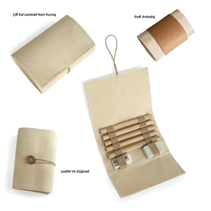 Ham Kumaş Malzemeden Üretilen Kalemlik Seti