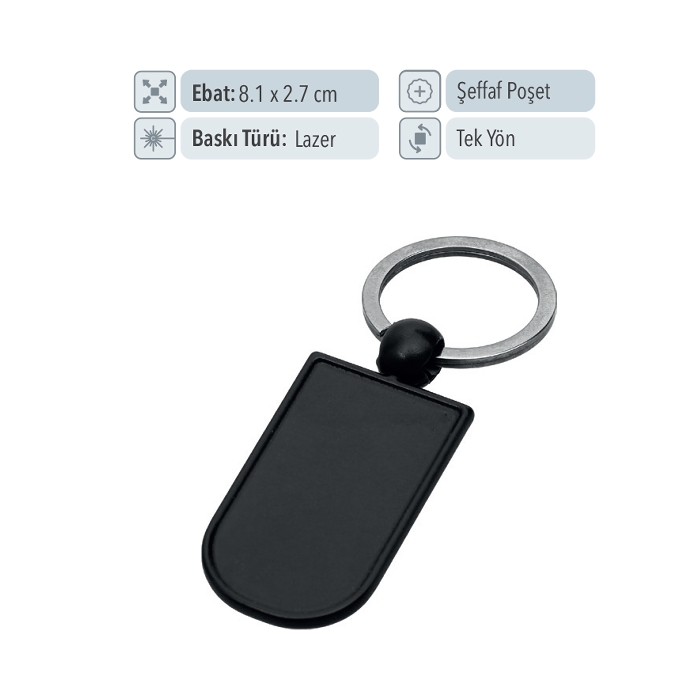 37112 - Siyah Renk Metal Anahtarlık Modeli