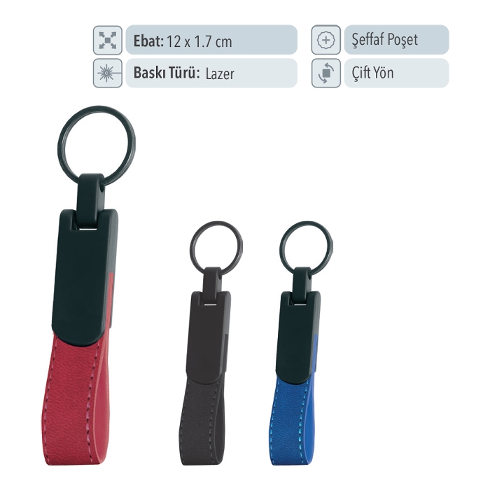 37024 - Metal Deri Anahtarlık ile Sade Anılar