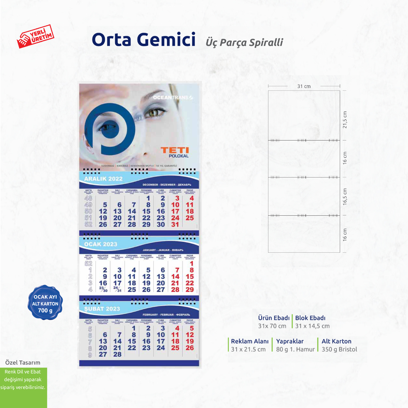 Orta Gemici Üç Parça Spiralli 