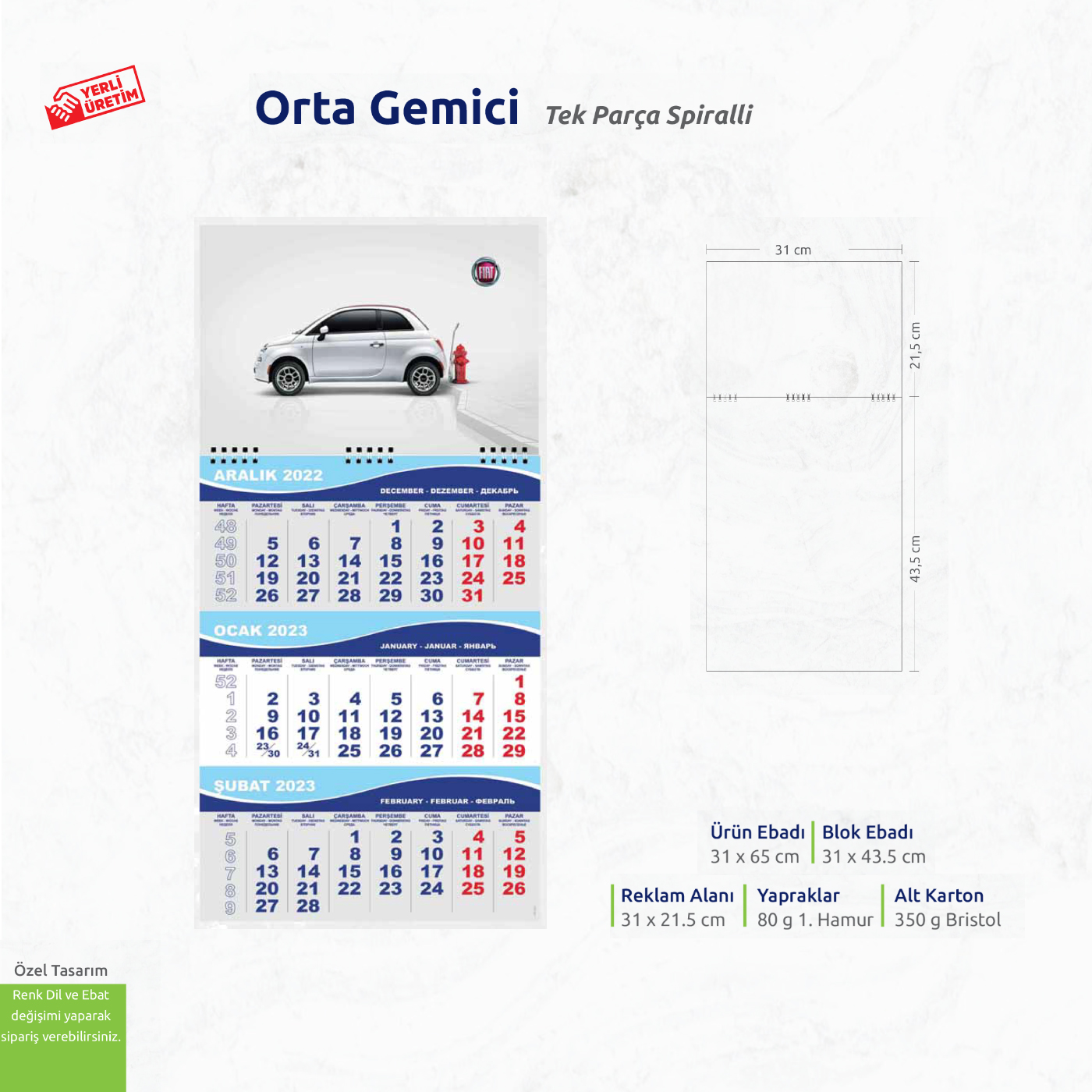 Orta Gemici Tek Parça Spiralli 