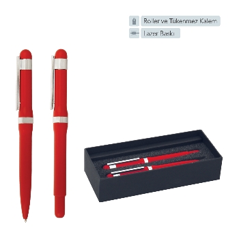 30804 - Kalem Estetiği İçin Promosyon Roller ve Tükenmez Set