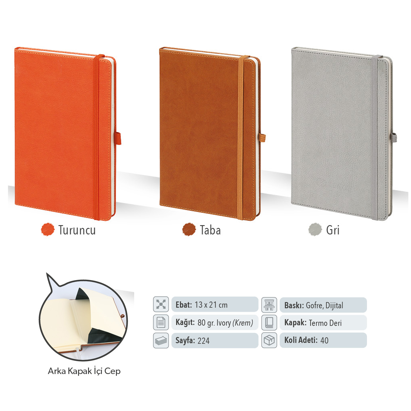 Termo Deri-Tarihsiz Defter-kapak cepli