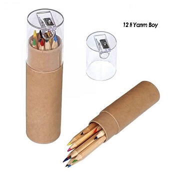 10570 - Promosyon Yarım Boy 12'li Boya Kalemi ile Sıcak Renkler