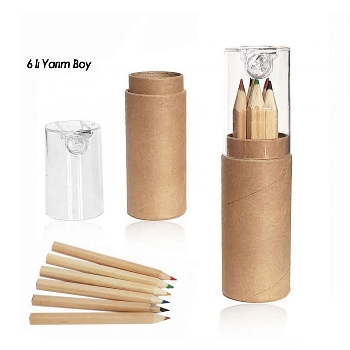 10550 - Promosyon Yarım Boy 6'lı Boya Kalemi ile Eğlenceli Renkler