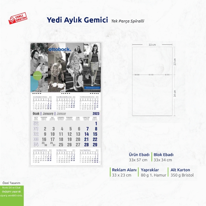 Yedi Aylık Gemici Tek Parça Spiralli 