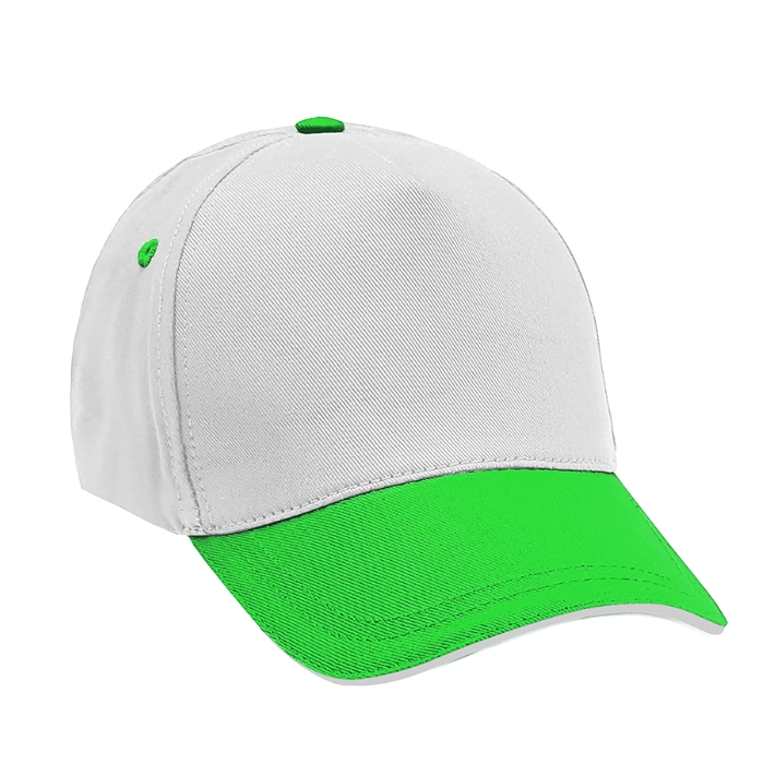Beyaz Gövde - Yeşil Siper Pamuk Şapka