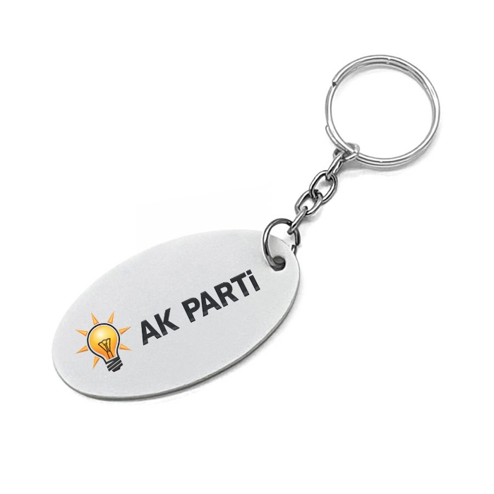 AK Parti Oval Deri Anahtarlık
