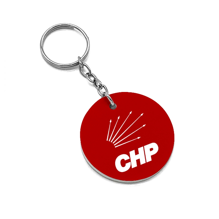 CHP Deri Anahtarlık-Yuvarlak Model