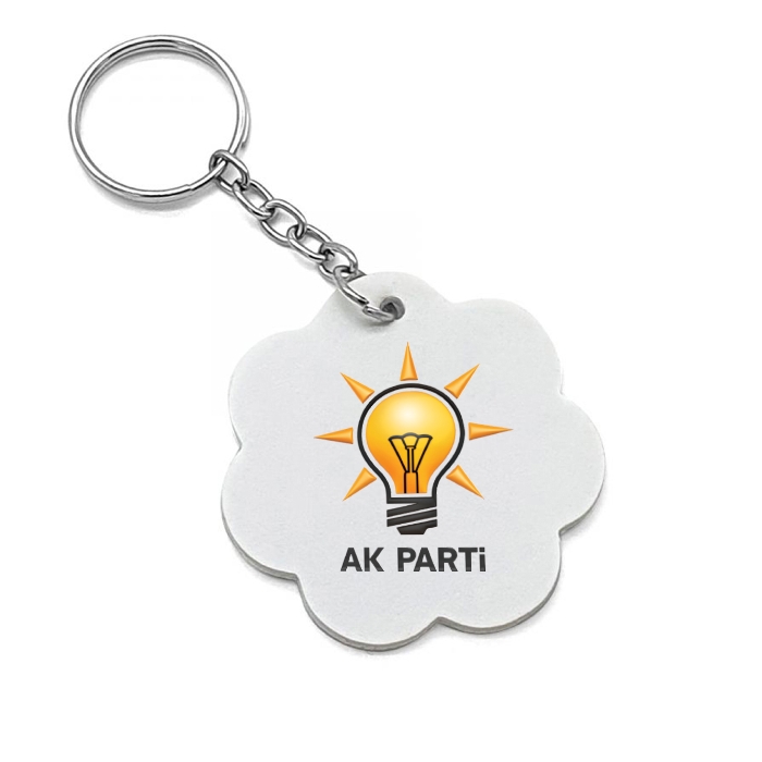 AK Parti Ekonomik Derili Anahtarlık - Çiçek