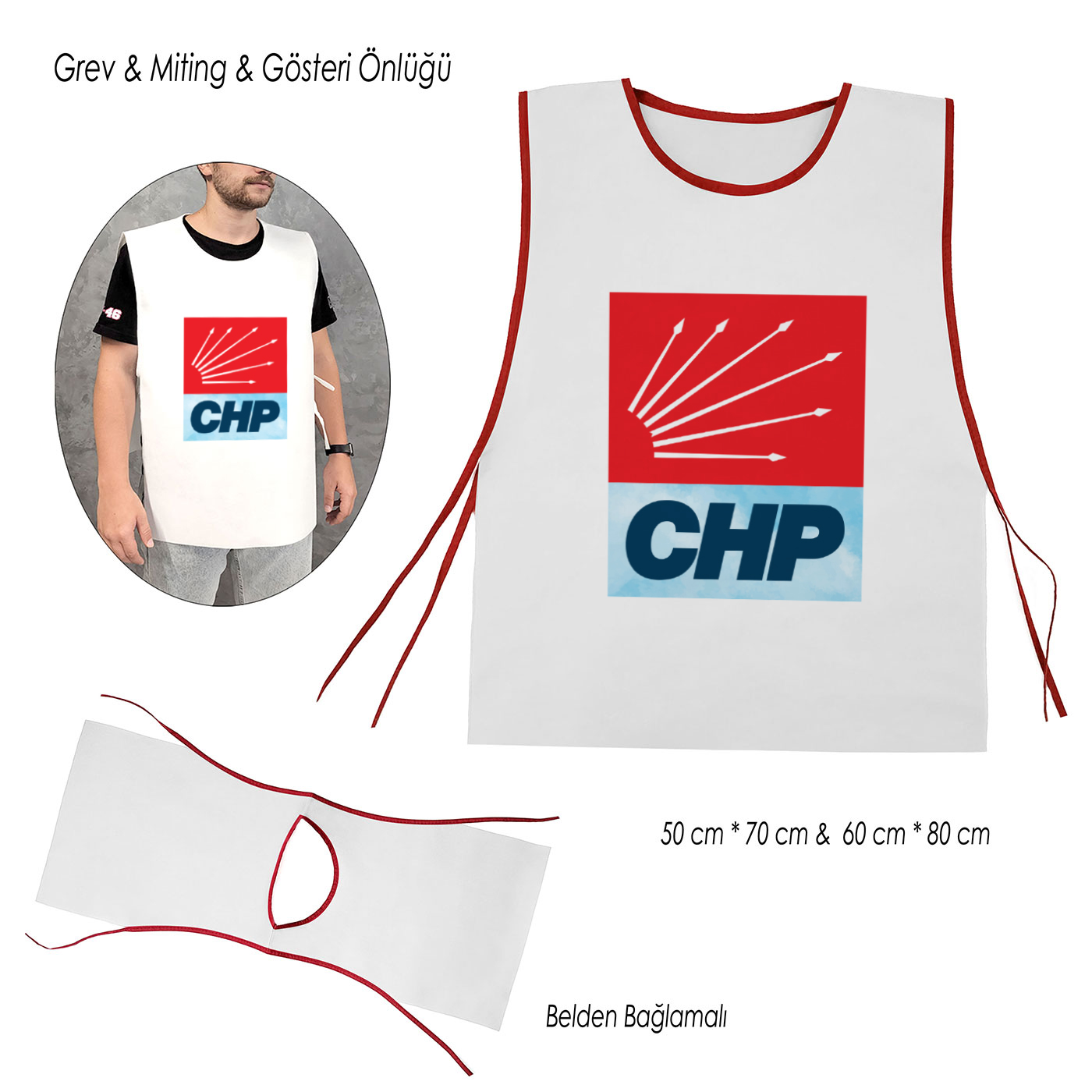 CHP Logo Baskılı Miting Önlüğü