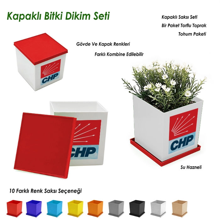 Cumhuriyet Halk Partisi Kapaklı Bitki Dikim Seti - Kare