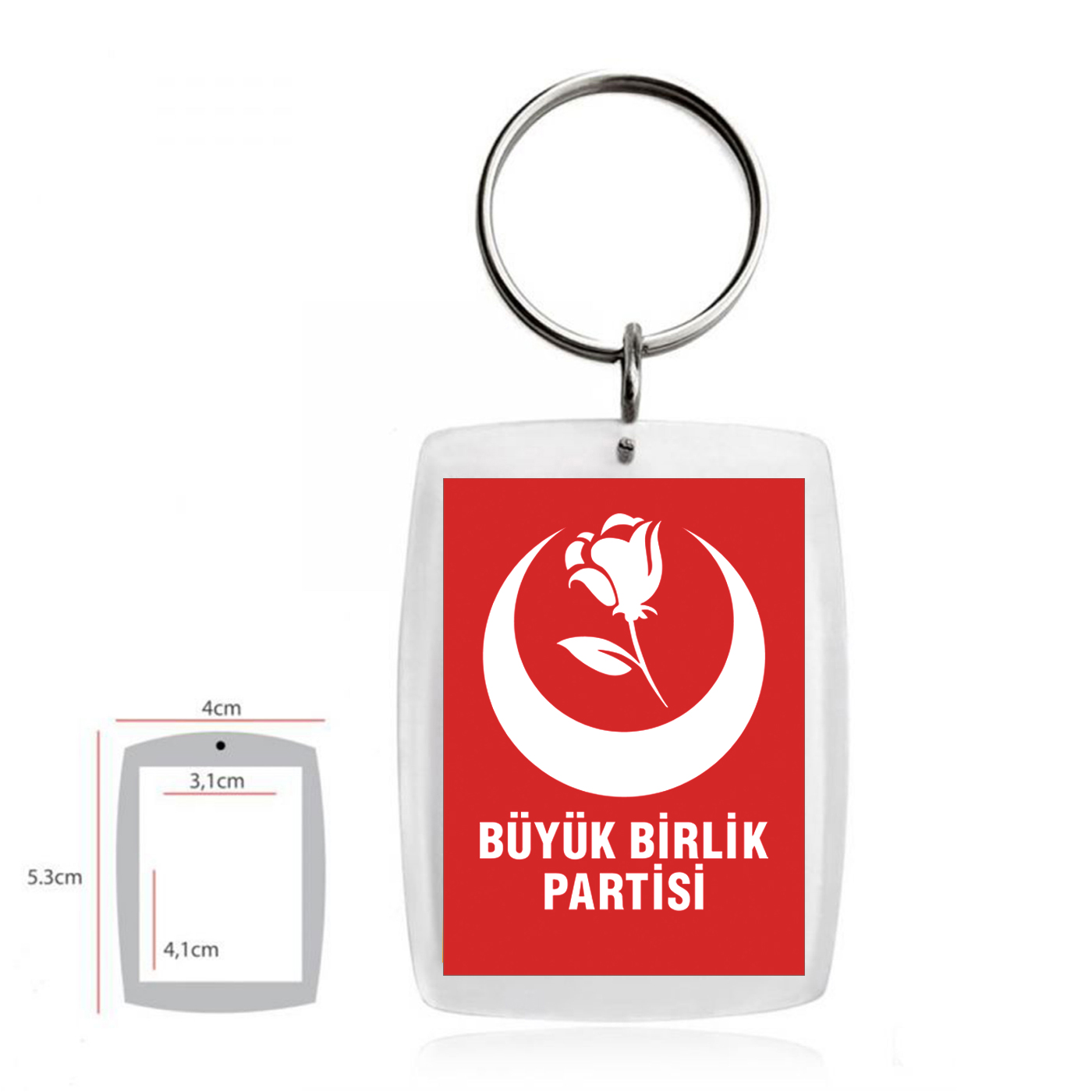 Büyük Birlik Partisi Logo Baskılı Akrilik Anahtarlık