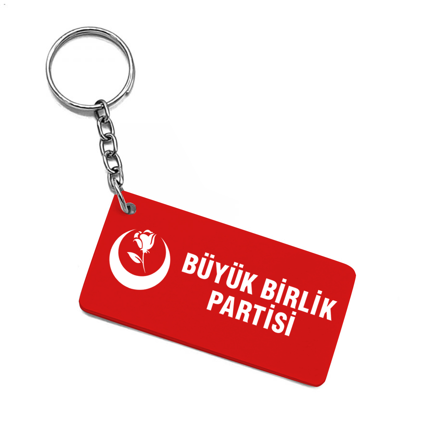 Büyük Birlik Partisi Logo Baskılı Derili Anahtarlık - Dikdörtgen