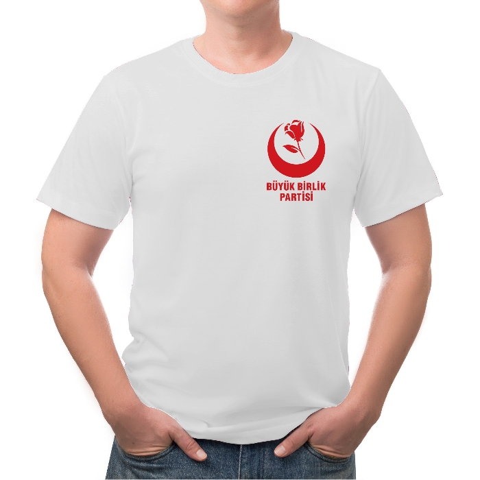 Büyük Birlik Partisi Logo Baskılı Yuvarlak Yaka T-Shirt