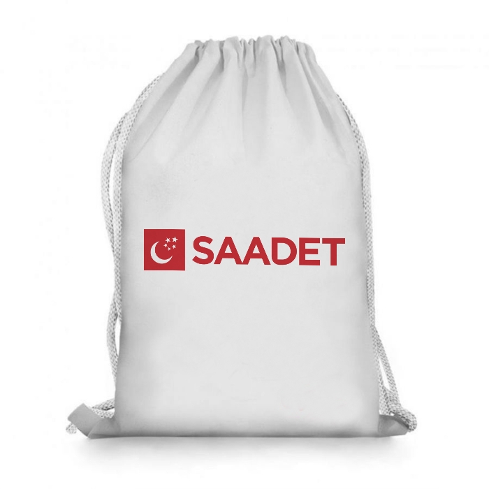 Saadet Partisi Logo Baskılı Elyaf Büzgülü Çanta