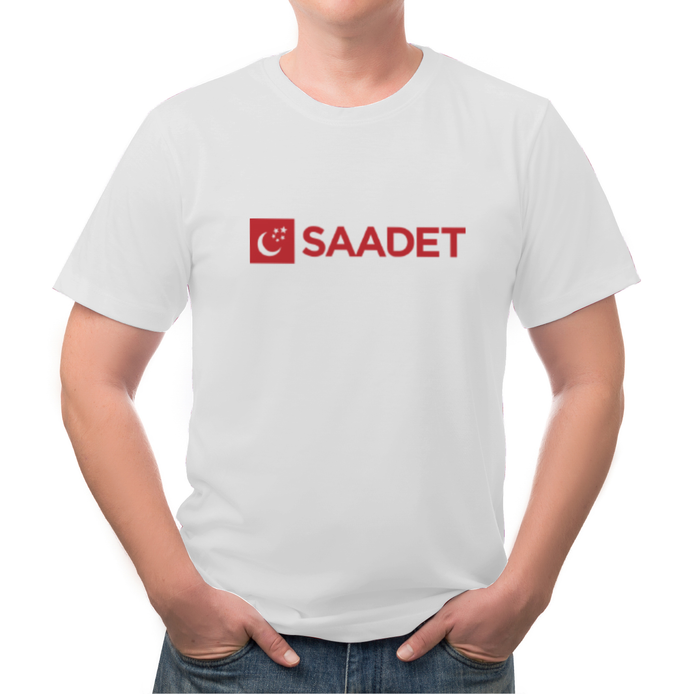 Saadet Partisi Logo Baskılı Yuvarlak Yaka T-Shirt