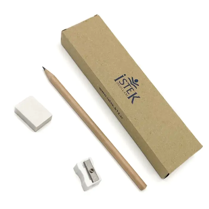 Kalem, Silgi ve Kalemtıraştan Oluşan Kraft Set
