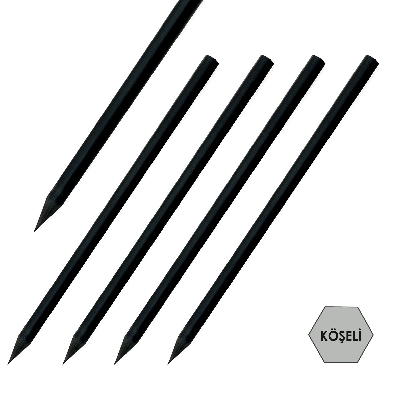 Köşeli Siyah Latalı Kurşun Kalem 