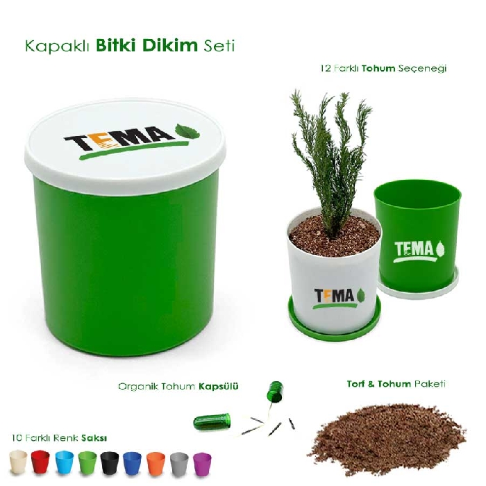 Kapaklı Bitki Dikim Seti - Yuvarlak