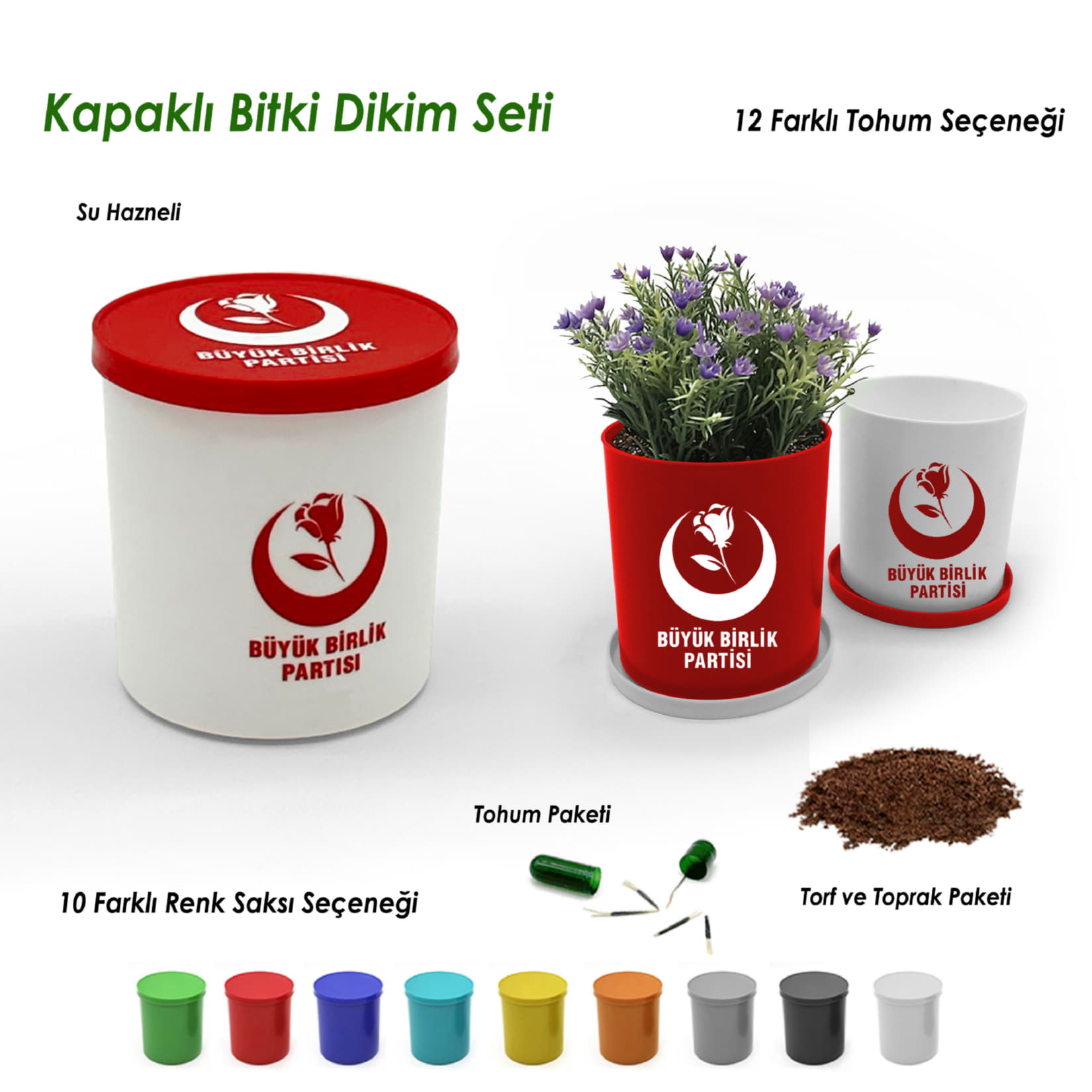 Yuvarlak Saksılı Bitki Dikim Seti