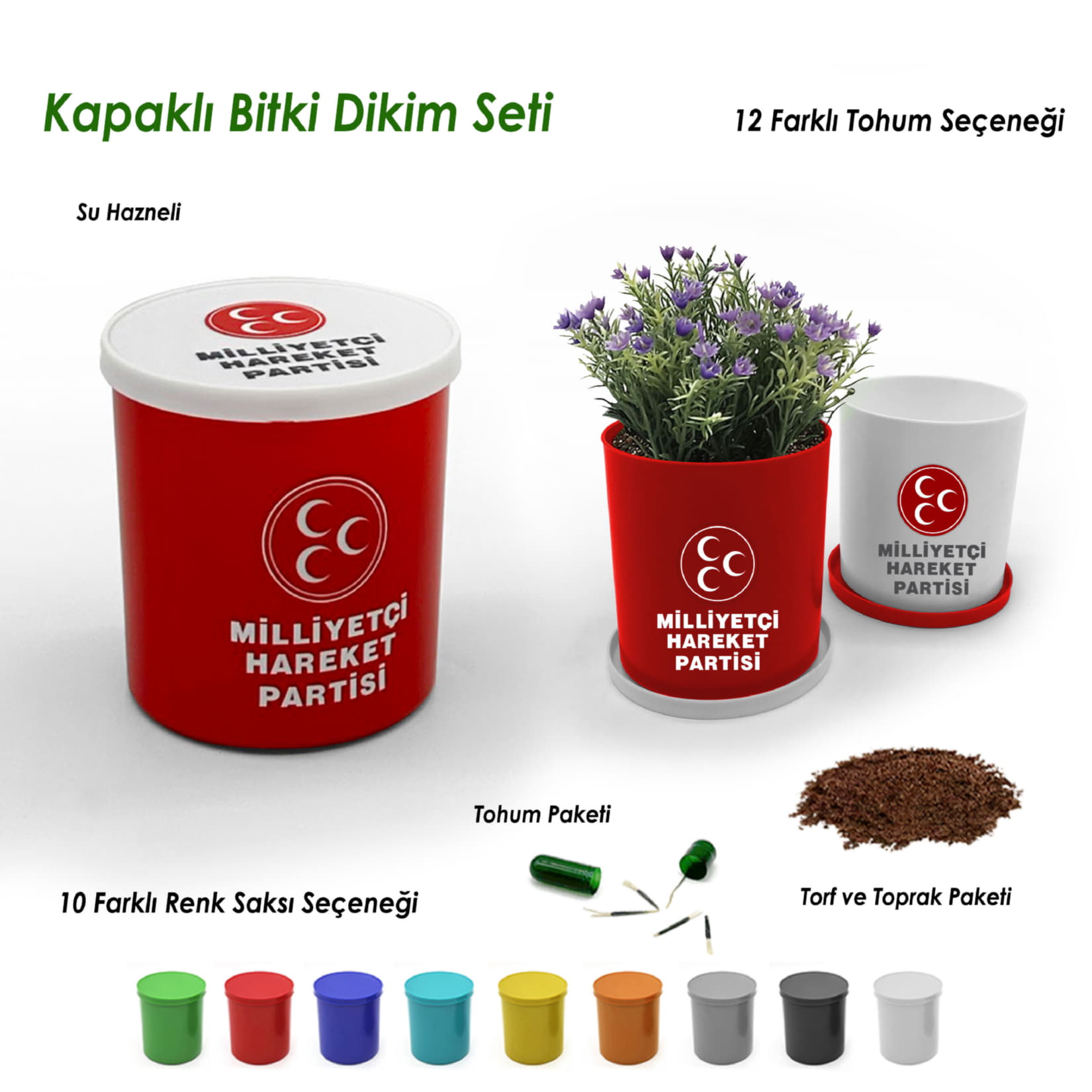 Yuvarlak Saksılı Bitki Dikim Seti