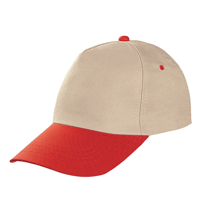 Promosyon Şapka - Bej - Kırmızı