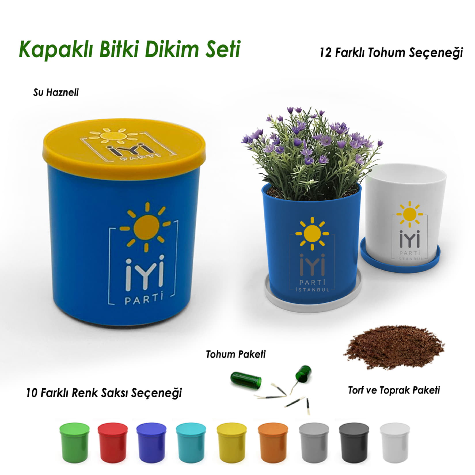 Yuvarlak Saksılı Bitki Dikim Seti