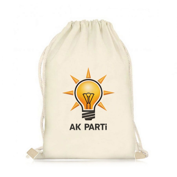 AkParti Logo Baskılı İp Büzgülü Çanta