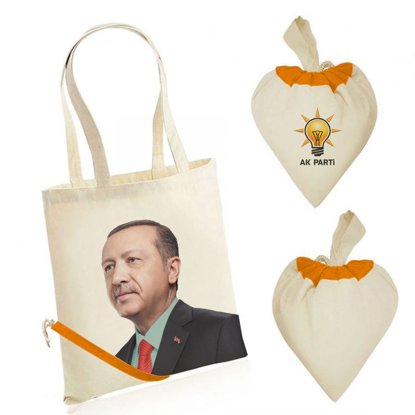 AK Parti Logo Baskılı Kalp Çanta