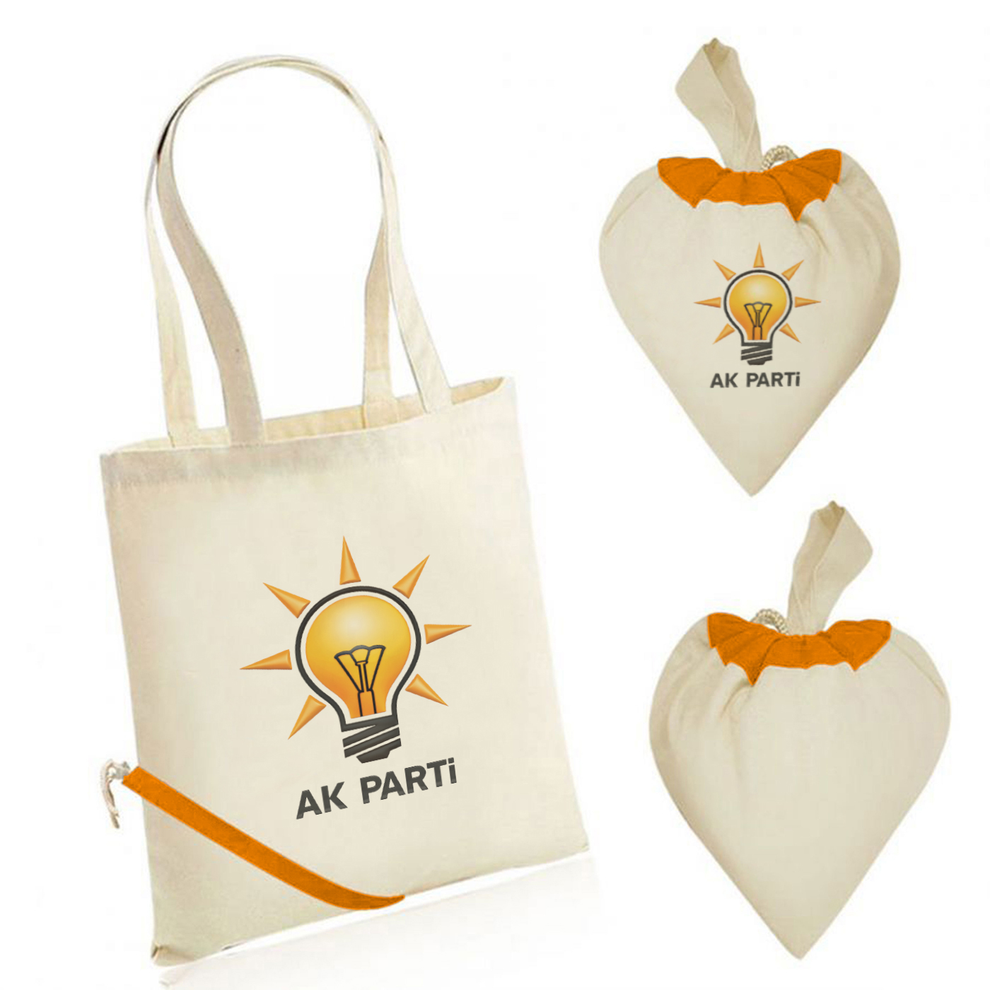 AK Parti Logo Baskılı Kalp Çanta