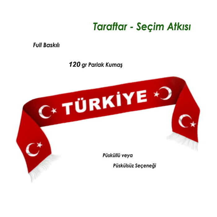 Saten Kumaş - 120 cm x 17 cm Ölçülerinde Taraftar Atkısı