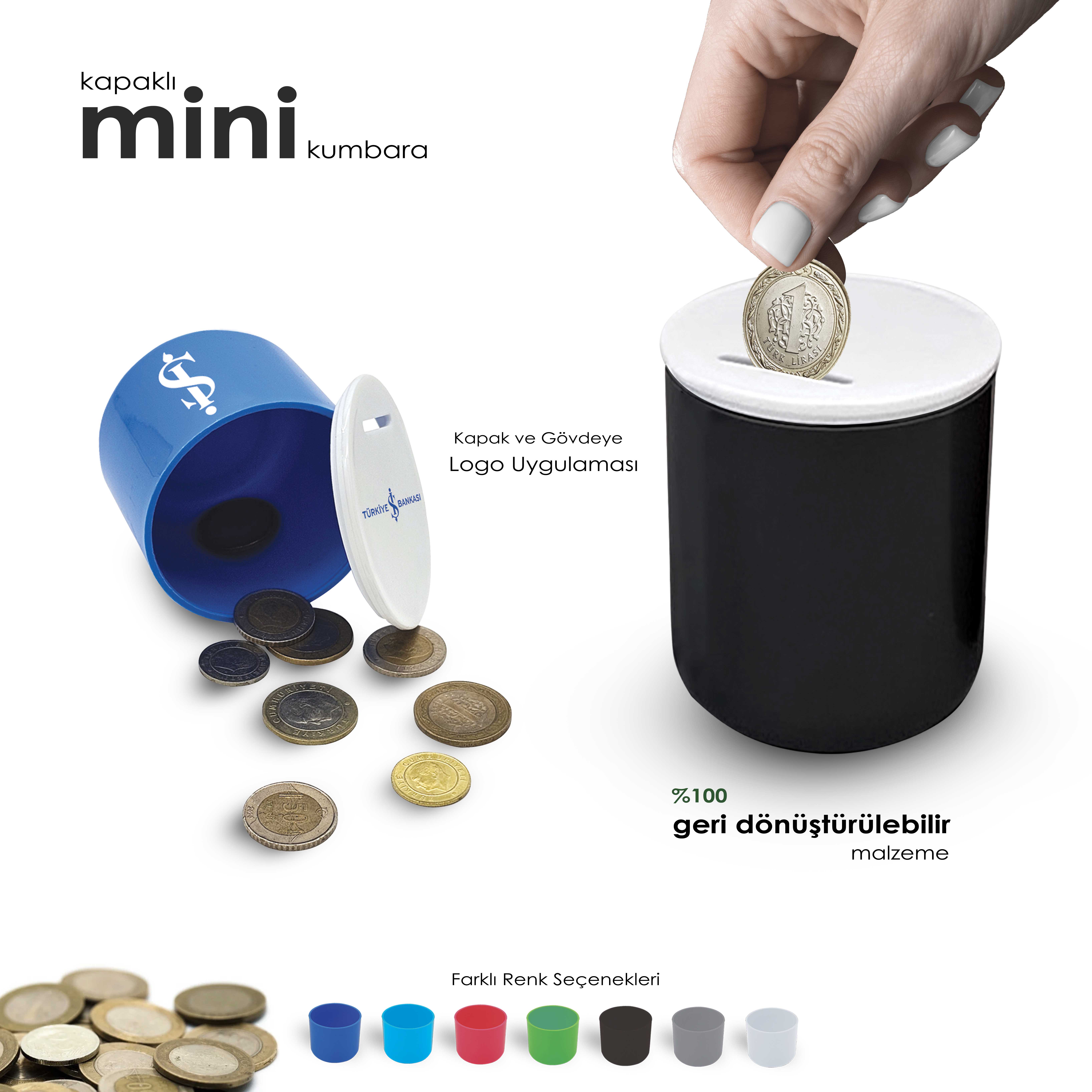 Logo Baskılı Siyah Renk Promosyon Plastik Kumbara