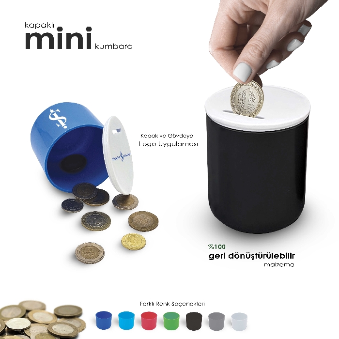 Logo Baskılı Siyah Renk Promosyon Plastik Kumbara