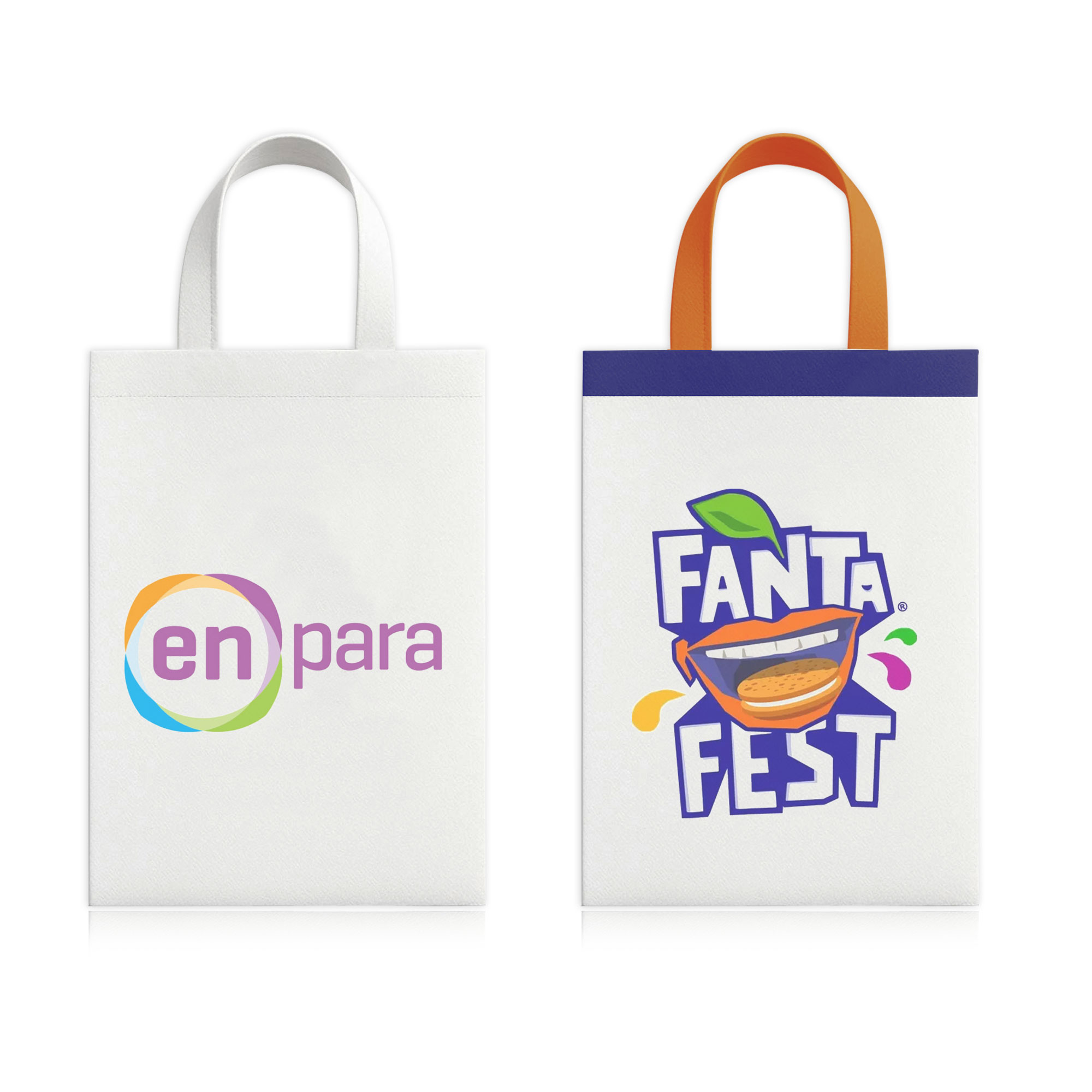 Hafif ve Dayanıklı Promosyon Beyaz Zemin Körüksüz Elyaf Çanta