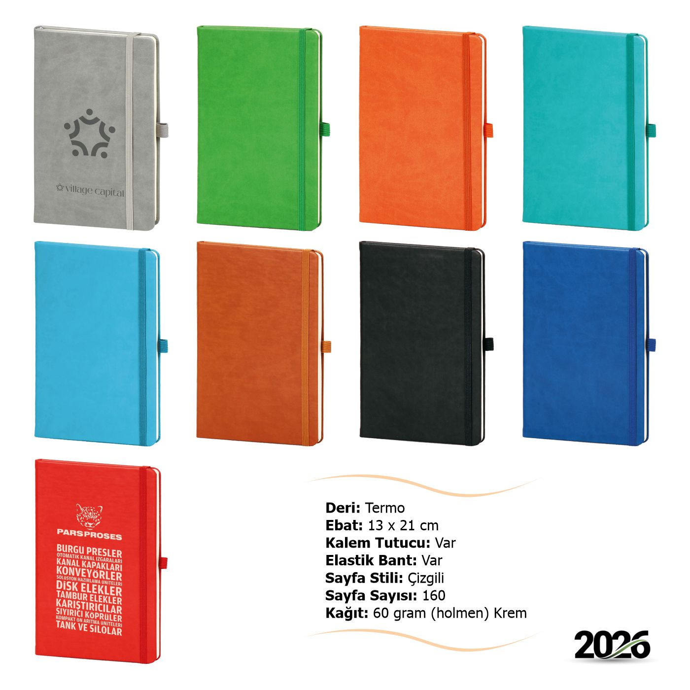 Sert Kapak Lastikli 13x21 Defter